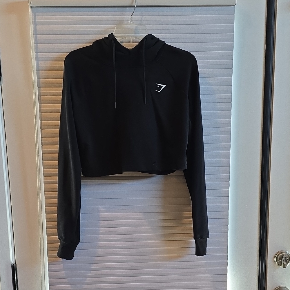 Gymshark Black Cropped Hoodie with Logo